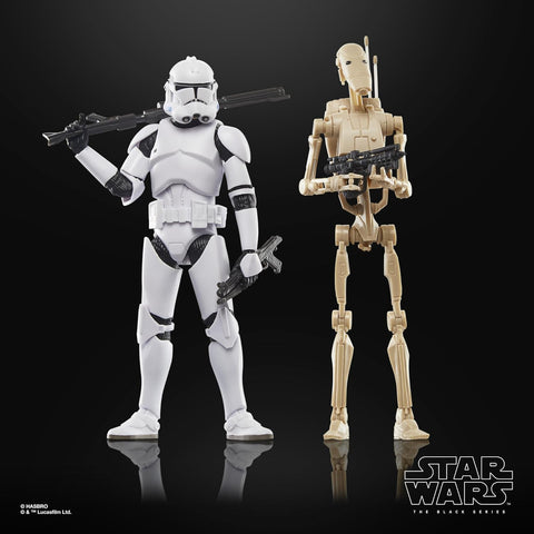 Pack Phase 2 Clone Trooper & Battle Droid Figura De Acción Star Wars Black Series Hasbro 16 Cm