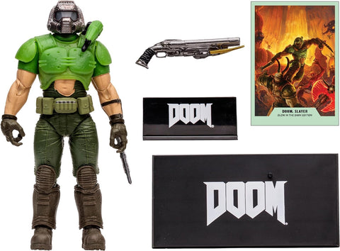 Doom Slayer Classic Gold Label Figura de Acción Glow In The Dark Edition Doom Eternal Mcfarlane Toys 18 Cm